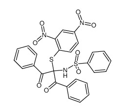 N-(2-((2,4-dinitrophenyl)thio)-1,3-dioxo-1,3-diphenylpropan-2-yl)benzenesulfonamide结构式