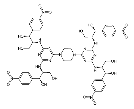 1,4-bis{4,6-bis[(1S,3S)-1,3-dihydroxy-1-(4-nitrophenyl)prop-2-ylamino]-s-triazin-2-yl}piperazine Structure