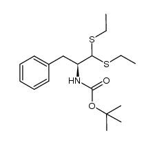 (S)-tert-butyl 1,1-bis(ethylthio)-3-phenylpropan-2-ylcarbamate结构式