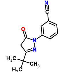 3-[3-(2-Methyl-2-propanyl)-5-oxo-4,5-dihydro-1H-pyrazol-1-yl]benzonitrile结构式