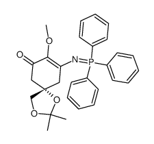 (S)-8-methoxy-2,2-dimethyl-9-((triphenyl-5-phosphanylidene)amino)-1,3-dioxaspiro[4.5]dec-8-en-7-one Structure