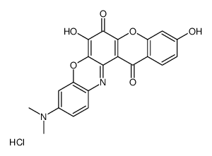 10-(dimethylamino)-3,7-dihydroxychromeno[3,2-a]phenoxazin-13-ium-6,14-dione,chloride Structure