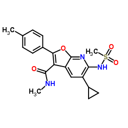 5-cyclopropyl-N-methyl-6-(methylsulfonamido)-2-(p-tolyl)furo[2,3-b]pyridine-3-carboxamide structure
