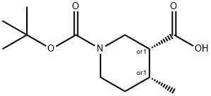 (3R,4R)-rel-1-[(叔丁氧基)羰基]-4-甲基哌啶-3-羧酸结构式
