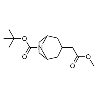 tert-Butyl 3-(2-methoxy-2-oxoethyl)-8-azabicyclo[3.2.1]octane-8-carboxylate Structure