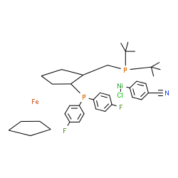 氯(4-氰基苯基)[(R)-1-[(S)-2-[双(4-氟苯基]膦基]二茂铁基]乙基二-叔-丁基膦]镍(II)结构式