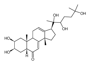 (14β,22R)-2β,3β,20,22,25-Pentahydroxy-14-methyl-18-nor-5β-cholesta-7,12-dien-6-one结构式