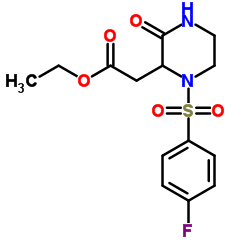 Ethyl {1-[(4-fluorophenyl)sulfonyl]-3-oxo-2-piperazinyl}acetate Structure