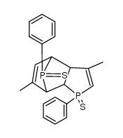 3,6-dimethyl-1,8-diphenyl-(3ac,7ac)-3a,4,7,7a-tetrahydro-1H-4r,7c-epiphosphano-phosphindole 1ξ,8ξ-disulfide Structure