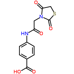4-{[(2,4-Dioxo-1,3-thiazolidin-3-yl)acetyl]amino}benzoic acid结构式