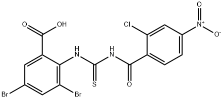 3,5-dibromo-2-[[[(2-chloro-4-nitrobenzoyl)amino]thioxomethyl]amino]-benzoic acid结构式