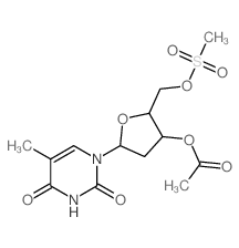 [5-(5-methyl-2,4-dioxo-pyrimidin-1-yl)-2-(methylsulfonyloxymethyl)oxolan-3-yl] acetate结构式