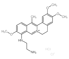 Dibenzo[a,g]quinolizinium,9-[(2-aminoethyl)amino]-5,6-dihydro-2,3,10-trimethoxy-13-methyl-, chloride,monohydrochloride (9CI) picture