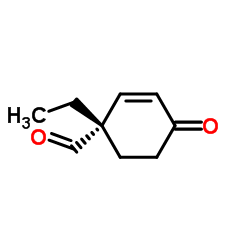 2-Cyclohexene-1-carboxaldehyde, 1-ethyl-4-oxo-, (1S)- (9CI) Structure