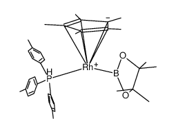 (pentamethylcyclopentadienyl)RhH(pinacolboryl)P(p-C6H4Me)3 Structure
