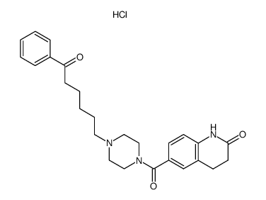 6-[4-(6-Oxo-6-phenyl-hexyl)-piperazine-1-carbonyl]-3,4-dihydro-1H-quinolin-2-one; hydrochloride Structure