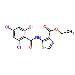 Ethyl 5-[(2,4,6-trichlorobenzoyl)amino]-1,3-thiazole-4-carboxylate结构式