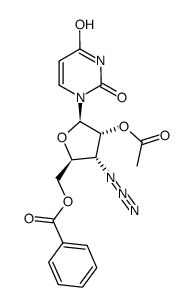 1-(3'-azido-2'-O-acetyl-5'-O-benzoyl-3'-deoxy-β-D-ribofuranosyl)-uracil结构式