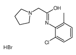 N-(2-chloro-6-methylphenyl)-2-pyrrolidin-1-ium-1-ylacetamide,bromide Structure