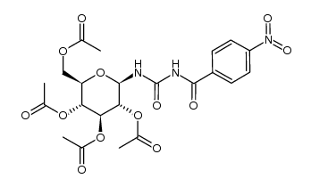N-(4-nitrobenzoyl)-N'-(2,3,4,6-tetra-O-acetyl-β-D-glucopyranosyl)urea结构式