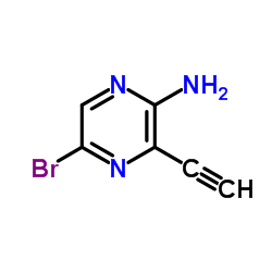 5-溴-3-乙炔基吡嗪-2-胺结构式