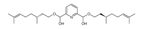 pyridine-2,6-diylbis((((R)-3,7-dimethyloct-6-en-1-yl)oxy)methanol)结构式