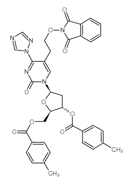 1-(3,5-DI-O-(P-TOLUOYL)-BETA-D-2-DEOXYRIBOFURANOSYL)-5-(2-(PHTHALIMIDOOXY)ETHYL)-4 (1,2,4-TRIAZOL-1-YL)-1H-PYRIMIDIN-2-ONE structure