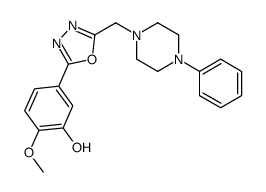 2-methoxy-5-[5-[(4-phenylpiperazin-1-yl)methyl]-1,3,4-oxadiazol-2-yl]phenol结构式