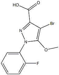 4-bromo-1-(2-fluoro-phenyl)-5-methoxy-1H-pyrazole-3-carboxylic acid结构式