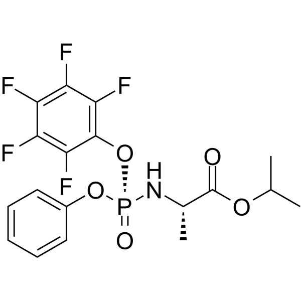 (S)-2-[(R)-(2,3,4,5,6-pentafluorophenoxy)phenoxyphosphorylamino]propionic acid isopropyl ester structure