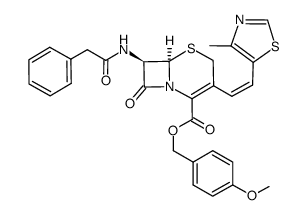 p-Methoxybenzyl 7-phenylacetamido-3(Z)-(4-methylthiazol-5-yl)vinyl-3-cephem-4-carboxylate结构式