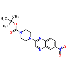 2-Methyl-2-propanyl 4-(6-nitro-2-quinoxalinyl)-1-piperazinecarboxylate Structure