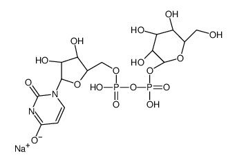 Uridine 5'-(trihydrogen diphosphate), mono-alpha-d-glucopyranosyl ester, sodium salt结构式