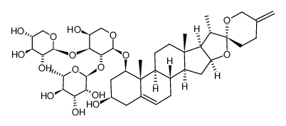 neoruscogenin 1-O-{O-α-L-rhamnopyranosyl-(1→2)-O-[β-D-xylopyranosyl-(1→3)]-α-L-arabinopyranoside}结构式