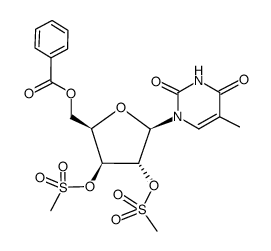 1-(5'-O-benzoyl-2',3'-di-O-methylsulfonyl-β-D-xylofuranosyl)thymine Structure