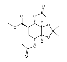 (+/-)-4c,7c-diacetoxy-2,2-dimethyl-(3ar,7ac)-hexahydro-benzo[1,3]dioxole-5t-carboxylic acid methyl ester结构式