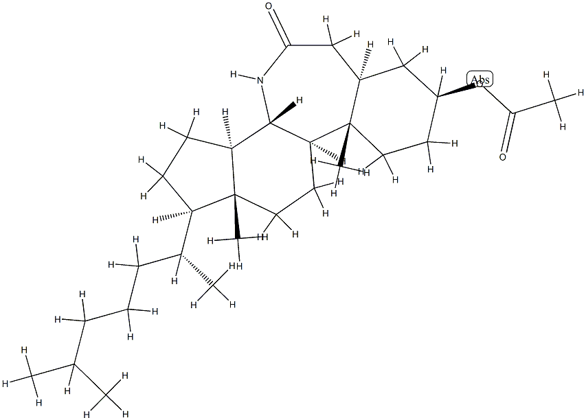 3β-(Acetyloxy)-7a-aza-B-homo-5α-cholestan-7-one结构式
