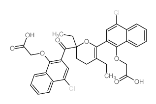 Acetic acid,[[2-[2-[[1-(carboxymethoxy)-4-chloro-2-naphthalenyl]carbonyl]-2,5-diethyl-3,4-dihydro-2H-pyran-6-yl]-4-chloro-1-naphthalenyl]oxy]-(9CI) Structure