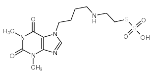 2-((4-(1,3-Dimethyl-2,6-dioxopurin-7-yl)butyl)amino)ethanethiol, hydro gen sulfate (ester) structure