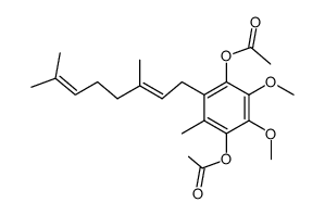 Acetic acid 4-acetoxy-2-((E)-3,7-dimethyl-octa-2,6-dienyl)-5,6-dimethoxy-3-methyl-phenyl ester Structure