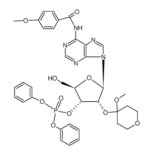 N6-(4-methoxy-benzoyl)-O2'-(4-methoxy-tetrahydro-pyran-4-yl)-[3']adenylic acid diphenyl ester Structure