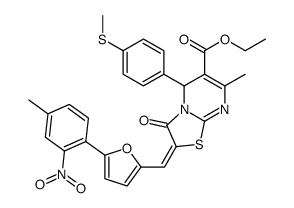 ethyl 7-methyl-2-[[5-(4-methyl-2-nitrophenyl)furan-2-yl]methylidene]-5-(4-methylsulfanylphenyl)-3-oxo-5H-[1,3]thiazolo[3,2-a]pyrimidine-6-carboxylate Structure