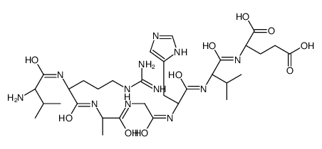 (2S)-2-[[(2S)-2-[[(2S)-2-[[2-[[(2S)-2-[[(2S)-2-[[(2S)-2-amino-3-methylbutanoyl]amino]-5-(diaminomethylideneamino)pentanoyl]amino]propanoyl]amino]acetyl]amino]-3-(1H-imidazol-5-yl)propanoyl]amino]-3-methylbutanoyl]amino]pentanedioic acid Structure