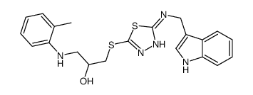 1-[[5-(1H-indol-3-ylmethylamino)-1,3,4-thiadiazol-2-yl]sulfanyl]-3-[(2-methylphenyl)amino]propan-2-ol结构式