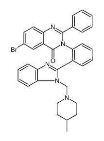 4(3H)-Quinazolinone, 6-bromo-3-[2-[1-[(4-methyl-1-piperidinyl)methyl]-1H-benzimidazol-2-yl]phenyl]-2-phenyl结构式