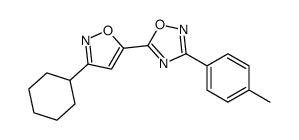 5-(3-cyclohexyl-1,2-oxazol-5-yl)-3-(4-methylphenyl)-1,2,4-oxadiazole结构式