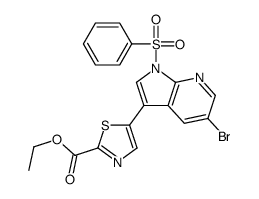 Ethyl 5-[5-bromo-1-(phenylsulfonyl)-1H-pyrrolo[2,3-b]pyridin-3-yl ]-1,3-thiazole-2-carboxylate Structure