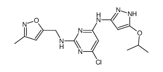 6-chloro-N'-(5-isopropoxy-1H-pyrazol-3-yl)-N-[(3-methylisoxazol-5-yl)methyl]pyrimidine-2,4-diamine Structure