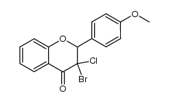3-bromo-3-chloro-2-(4-methoxy-phenyl)-chroman-4-one结构式