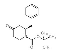 tert-Butyl (2R)-2-benzyl-4-oxopiperidine-1-carboxylate结构式